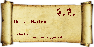 Hricz Norbert névjegykártya